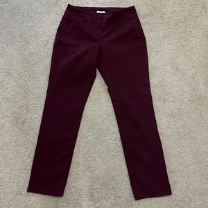 Westbound mid rise slim fit maroon pants, size 8
